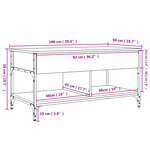 vidaXL Table basse noir 100x50x50 cm bois d'ingénierie et métal