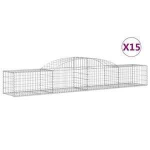 vidaXL Paniers à gabions arqués 15 Pièces 300x50x40/60 cm fer galvanisé