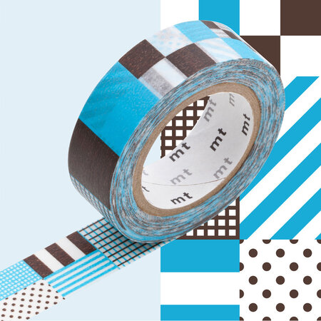 Masking tape mt 1 5 cm rayé carré bleu