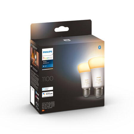 Philips hue pack de 2 ampoules white ambiance standard e27 75w