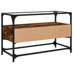 vidaXL Meuble TV avec dessus en verre chêne fumé bois d'ingénierie