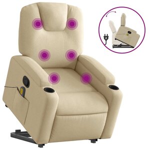 vidaXL Fauteuil inclinable de massage Crème Tissu