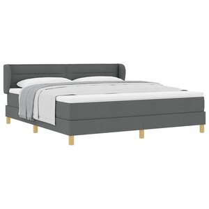 vidaXL Lit à ressorts avec matelas Gris foncé 180 x 200 cm tissu