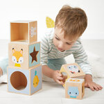 Jeux d'éveil - Cubes à empiler - Bois - Assortiments de 6 tailles et modèles - Dès 6 mois - Janod
