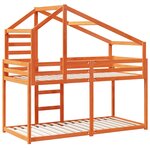 vidaXL Lit superposé avec toit cire marron 75x190cm bois massif de pin