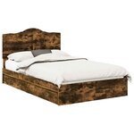 vidaXL Lit de Rangement Chêne fumé 120 x 190 cm Bois d'ingénierie