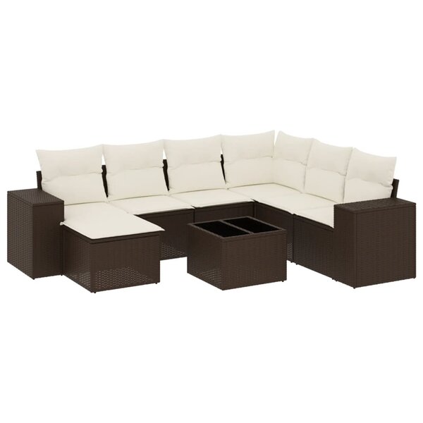 vidaXL Salon de jardin 8 Pièces avec coussins marron résine tressée