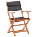 vidaXL Chaises pliables de jardin 8 Pièces noir eucalyptus et textilène