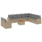 vidaXL Salon de jardin 11 Pièces avec coussins beige résine tressée