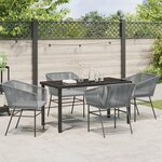 vidaXL Set de Salle à Manger de Jardin de 5 Pièces avec Coussins Gris Poly Rattan