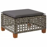 vidaXL Tabouret de jardin et coussin gris 63 5x56x32 cm résine tressée