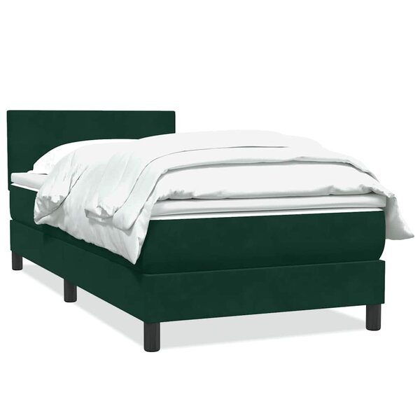 vidaXL Sommier à lattes de lit et matelas vert foncé 100x210cm velours