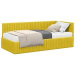 vidaXL Cadre de lit d'angle avec matelas 2 Pièces Jaune Velours