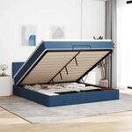 vidaXL Lit ottoman avec matelas et LED bleu 180x200cm tissu