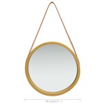 vidaXL Miroir mural avec sangle 40 cm Doré