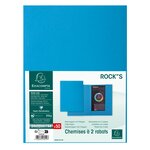 Paquet De 50 Chemises 2 Rabats Rock''s 210 - 24x32cm - Bleu - X 5 - Exacompta