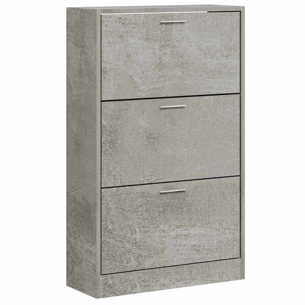 vidaXL Armoire à chaussures Gris béton 63x24x103 cm Bois d'ingénierie