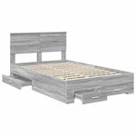 vidaXL Cadre de lit Gris Sonoma 135 x 190 cm Bois d'ingénierie