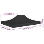 vidaXL Toit de tente de réception 4x3 m Noir 270 g/m²