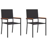 vidaXL Chaises de jardin empilables - Lot de 2 en poly rotin noir