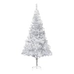 vidaXL Sapin de Noël artificiel pré-éclairé/support argenté 210 cm PET
