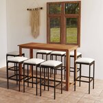 vidaXL Ensemble de bar de jardin avec coussins 9 Pièces Noir