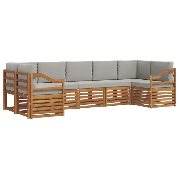 vidaXL Ensemble de canapé d'angle 7 Pièces Gris Naturel et Clair