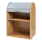 Armoire de bureau 80 x 60 x 40 cm étagère meuble de rangement basse meuble de rangement à rideau bambou gris 03_0008865