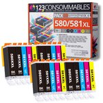 580 581XL - Pack 20 cartouches Canon 580/581 XL compatibles TS8150 TR7500