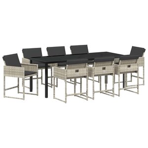 vidaXL Ensemble de salle à manger pour jardin 9 Pièces Gris clair