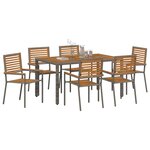vidaXL Ensemble de salle à manger pour jardin 7 Pièces Gris et marron