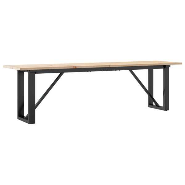 vidaXL Table basse cadre en O 160x40x45 cm bois de pin massif et fonte