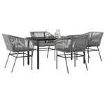 vidaXL Ensemble à manger jardin coussins 5 Pièces gris poly rotin verre