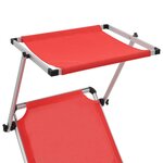 vidaXL Chaise longue pliable avec toit aluminium et textilène rouge