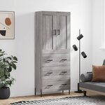 vidaXL Buffet haut Sonoma gris 69 5x34x180 cm Bois d'ingénierie