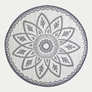 Tapis extérieur terrasse réversible rond - Tapis de jardin imperméable et résistant UV - Henna - Gris - 180 cm - HOMESCAPES