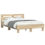 vidaXL Cadre de lit avec LED Sonoma 137 x 190 cm Bois d'ingénierie