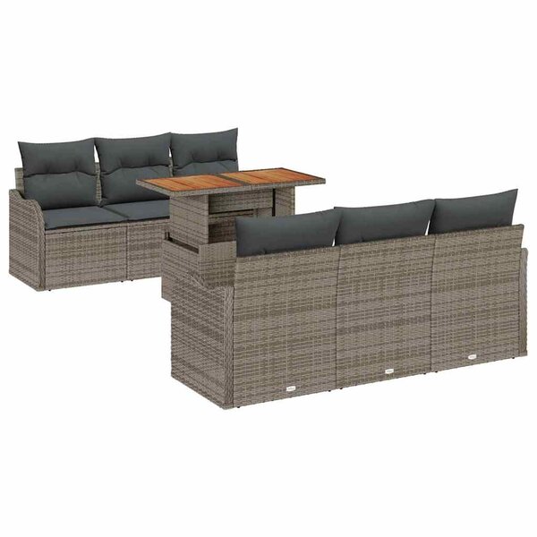 vidaXL Ensemble de canapé de jardin 7 Pièces Gris 100 x 55 x 73 cm