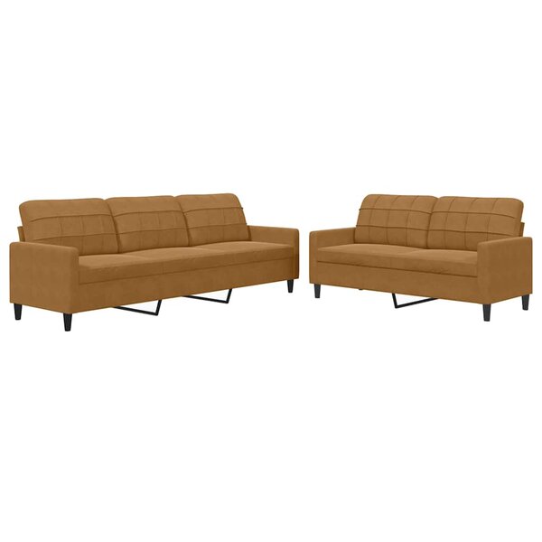 vidaXL Ensemble de canapés 2 Pièces avec coussins Marron Velours