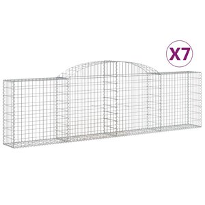 vidaXL Paniers à gabions arqués 7 Pièces 300x30x80/100 cm fer galvanisé