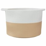 vidaXL Panier à linge beige et blanc Ø55x36 cm coton