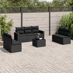 vidaXL Salon de jardin 8 Pièces avec coussins noir résine tressée