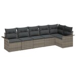vidaXL Ensemble de canapés de jardin 6 pièces avec coussins – Poly rotin gris