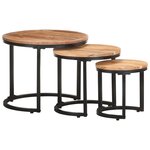 vidaXL Tables d'appoint 3 Pièces Bois d'acacia solide