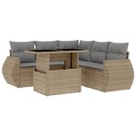 vidaXL Salon de jardin avec coussins 6 Pièces beige résine tressée