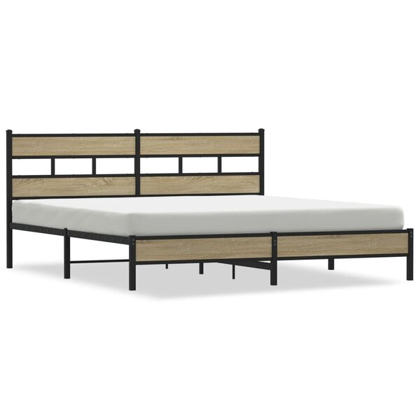 vidaXL Cadre de lit en métal sans matelas chêne sonoma 183x213 cm