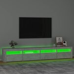 vidaXL Meuble TV avec lumières LED Gris béton 240x35x40 cm