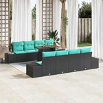 vidaXL Ensemble de salle à manger pour jardin 7 Pièces Noir et Sarcelle