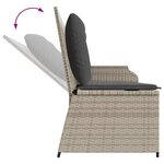 vidaXL Banc inclinable de jardin et coussins gris clair résine tressée