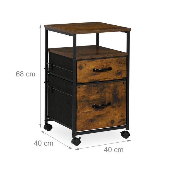 Caisson à roulettes industriel rangement dossiers 80 x 40 x 80 cm pratique et esthétique en métal noir 13_0017191